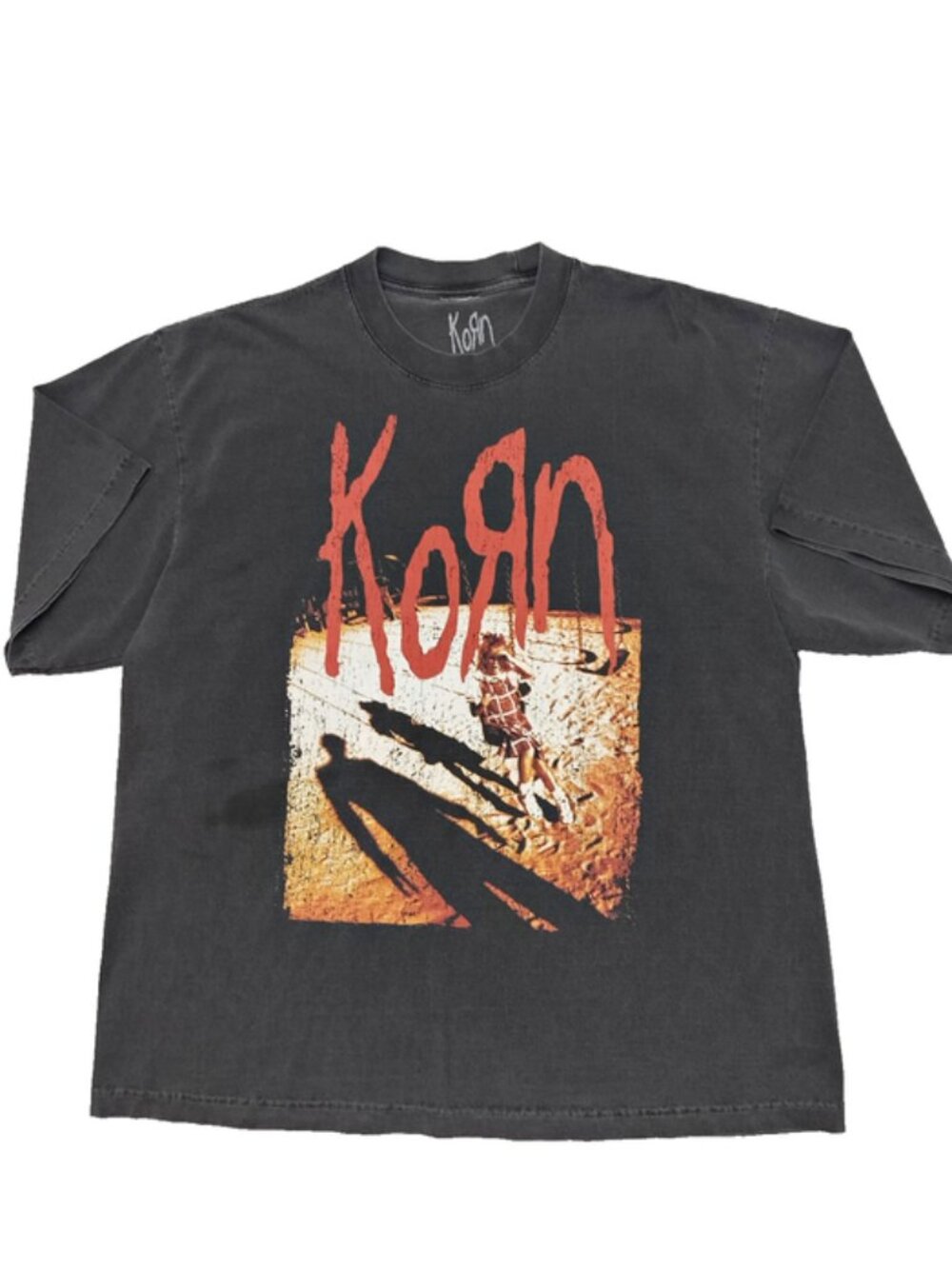 Vtg KORN Playground Shadow Swing T-Shirt Heavyweight Unisex Faded Grey Sz XXL